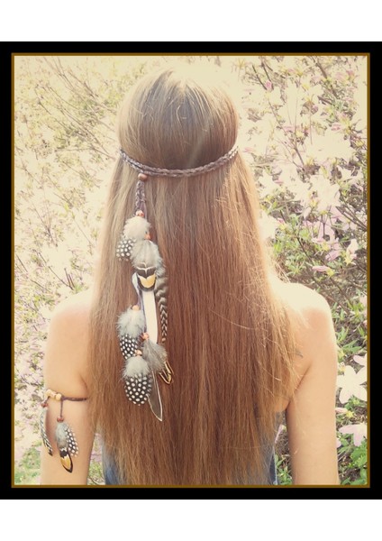 Ly Çingene Moda Güzel Boho Tarzı Tüy Kafa Bandı Headdress Tribal Saç Tüy Halat Başlıklar Hippi Parti Hint Takı (Yurt Dışından)