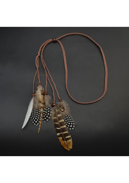 Ly Çingene Moda Güzel Boho Tarzı Tüy Kafa Bandı Headdress Tribal Saç Tüy Halat Başlıklar Hippi Parti Hint Takı (Yurt Dışından)