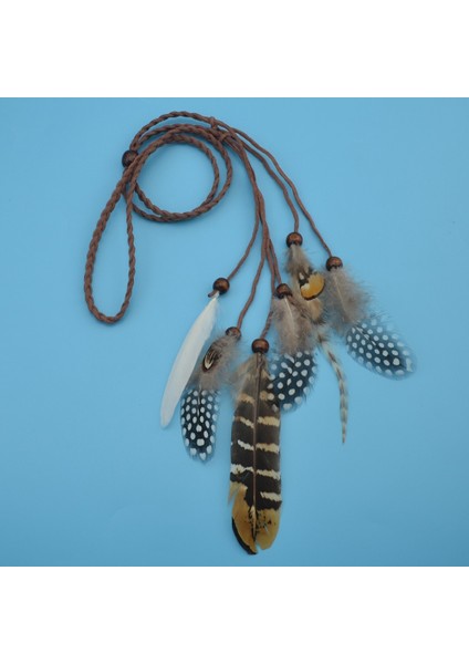 Ly Çingene Moda Güzel Boho Tarzı Tüy Kafa Bandı Headdress Tribal Saç Tüy Halat Başlıklar Hippi Parti Hint Takı (Yurt Dışından)