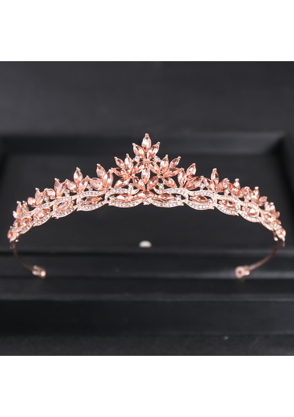 Gül Altın Gül Altın Rengi Kristal Tiaras ve Taçlar Taklidi Balo Prenses Diadem Düğün Gelin Saç Aksesuarları Takı Taç Tiara (Yurt Dışından) fırsatları