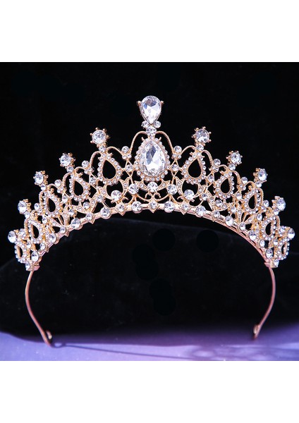 Altın Dıezı Barok Vintage Prenses Kraliçe Gelin Taç Şapkalar Kristal Tiara Kadınlar Için Düğün Taç Saç Elbise Aksesuarları Takı (Yurt Dışından)