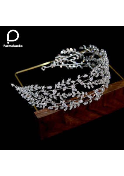 Platin Kaplama Parmalanbe Moda Cz Taç Düğün Tiaras Kristal Kafa Bandı Zarif Şapkalar Balo Saç Aksesuarları Gelin Taçlar Cz Takı (Yurt Dışından) modelleri