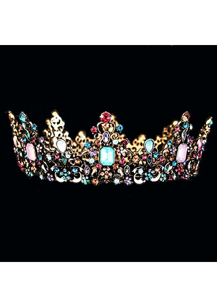 H014 Altın Beyaz Kmvexo Barok Kraliyet Kraliçe Taç Renkli Jöle Kristal Rhinestone Taş Düğün Tiara Kadınlar Için Kostüm Gelin Saç Aksesuarları (Yurt Dışından) modelleri