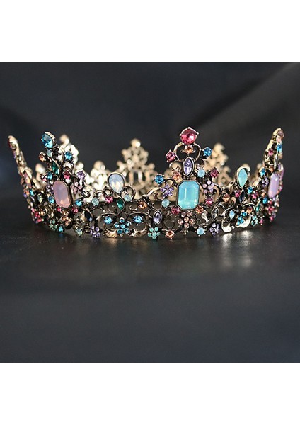 H014 Altın Beyaz Kmvexo Barok Kraliyet Kraliçe Taç Renkli Jöle Kristal Rhinestone Taş Düğün Tiara Kadınlar Için Kostüm Gelin Saç Aksesuarları (Yurt Dışından) indirimleri