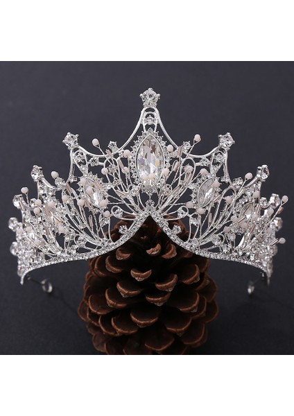 Stil U Gümüş Renk Taçlar ve Tiaras Saç Aksesuarları Kadınlar Için Düğün Aksesuarları Taç Gelin Kristal Rhinestone Diadema Tiara (Yurt Dışından) fırsatları