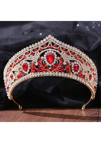 Altın Kırmızı Kmvexo Barok Kırmızı Kristal Yaprak Taçlar 2022 Düğün Saç Aksesuarları Parti Başlıklar Kadın Gelin Tiaras Pageant Saç Takı (Yurt Dışından) fiyatları