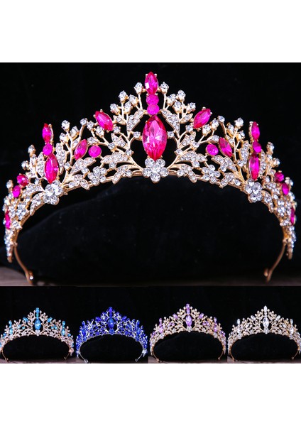 Altın Mavi Dıezı Barok Vintage Prenses Kraliçe Gelin Taç Şapkalar Kristal Tiara Kadınlar Için Düğün Taç Saç Elbise Aksesuarları Takı (Yurt Dışından) modelleri