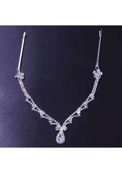 Gümüş Tip 1 Stonefans Bling Hint Kolye Alın Zincir Takı Tiara Başlığı Gelin Kafa Saç Düğün Kristal Şapkalar Aksesuarları Hediye (Yurt Dışından)