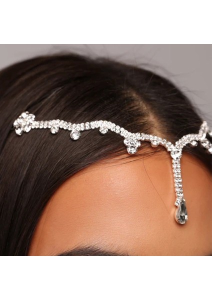 Gümüş Tip 1 Stonefans Bling Hint Kolye Alın Zincir Takı Tiara Başlığı Gelin Kafa Saç Düğün Kristal Şapkalar Aksesuarları Hediye (Yurt Dışından) fiyatları