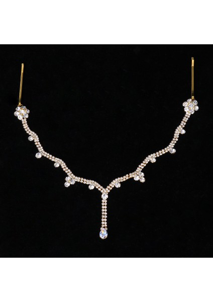 Gümüş Tip 1 Stonefans Bling Hint Kolye Alın Zincir Takı Tiara Başlığı Gelin Kafa Saç Düğün Kristal Şapkalar Aksesuarları Hediye (Yurt Dışından) modelleri