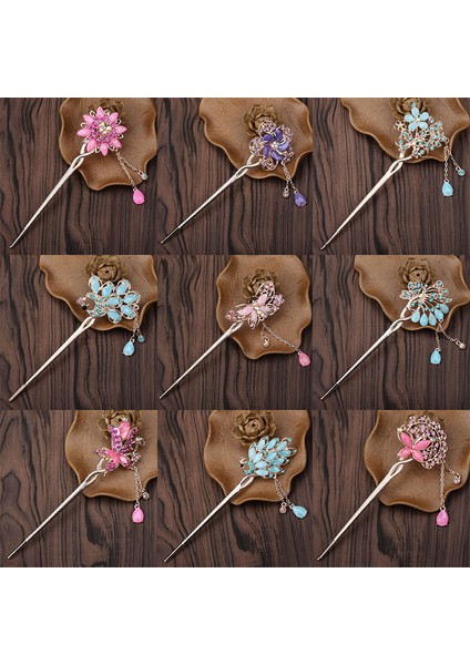 A04-(RENK Rastgele) Vintage Püskül Saç Sopa Tokalar Kadınlar Için Retro Disk Hairsticks Çin Japon Saç Çubuklarını Moda Headdress Takı (Yurt Dışından) fiyatları