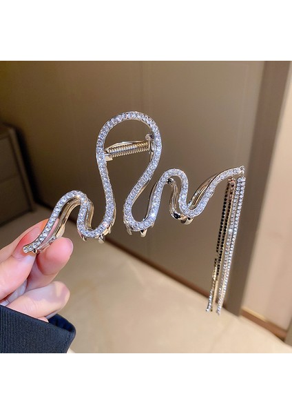 HH2793-2 Rhinestone Saç Pençeleri Püskül ile Parlak Kristal Tokalar Kadınlar Için Geometrik Toka Saç Klip Moda Parti Saç Aksesuarları (Yurt Dışından)