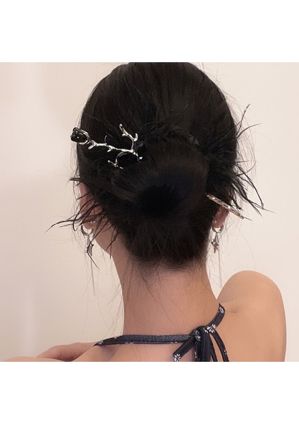 17 Siyah Çiçekler Saç Sopa Çin Tarzı Vintage Metal Tokalar Zarif Saç Tokası Kadın Kızlar Için Moda Şapkalar Aksesuarları (Yurt Dışından) modelleri