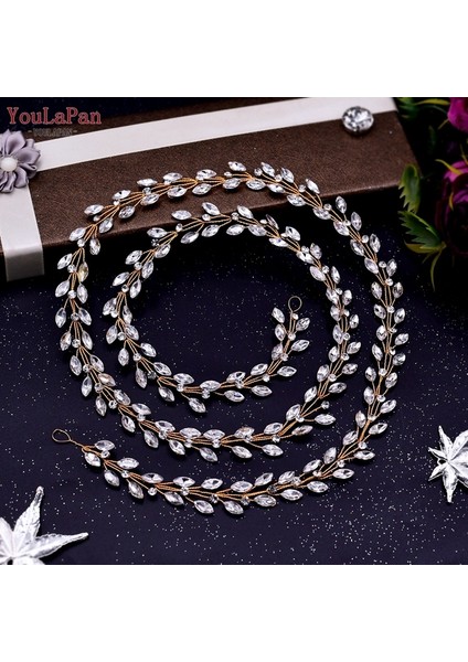 HP394-GOLD Youlapan HP394 Bohem Gelin Saç Aksesuarları Kristal Rhinestone Başlığı Gelin Kafa Bandı Düğün Tiara Saç Takı Şapkalar (Yurt Dışından)