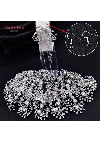 S-Taç Küpe Topqueen HP240 Altın Düğün Saç Takı Lüks Kristal Saç Süsler Taklidi Düğün Taç Kadın Tiara Pageant Bandı (Yurt Dışından)