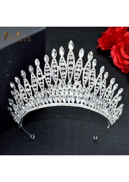 A333-GÜMÜŞ A268 Lüks Prenses Taç Pageant Diadem Gelin Saç Takı Düğün Başlığı Kraliçe Headdress Altın Kadın Tiara Kafa Bandı (Yurt Dışından)