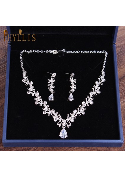C46 Stil A Gümüş A111 Düğün Tiaras ve Taçlar Gelin Şapkalar Küpe Kolye Takı Seti Gelin Başlığı Taklidi Kafa Bandı Kraliçe Diadem (Yurt Dışından)