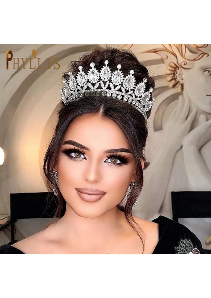 C46 Stil A Gümüş A111 Düğün Tiaras ve Taçlar Gelin Şapkalar Küpe Kolye Takı Seti Gelin Başlığı Taklidi Kafa Bandı Kraliçe Diadem (Yurt Dışından)