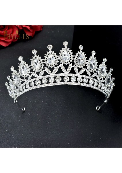 C46 Stil A Gümüş A111 Düğün Tiaras ve Taçlar Gelin Şapkalar Küpe Kolye Takı Seti Gelin Başlığı Taklidi Kafa Bandı Kraliçe Diadem (Yurt Dışından)