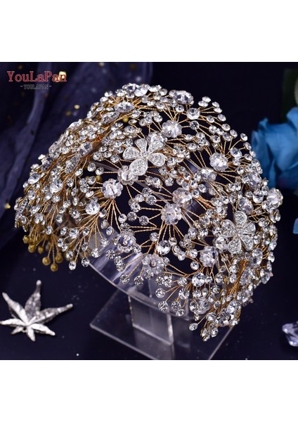 S-Taç Küpe Topqueen HP240 Altın Düğün Saç Takı Lüks Kristal Saç Süsler Taklidi Düğün Taç Kadın Tiara Pageant Bandı (Yurt Dışından) indirimleri