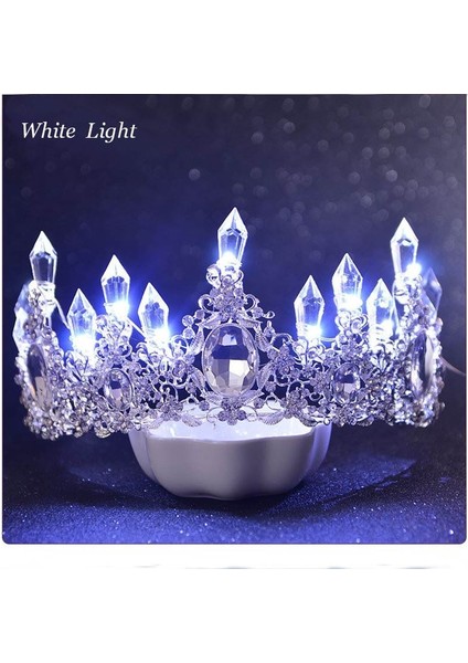 Mor Işık Parlayan Kristal Rhinestone Tiaras Gelin Kadınlar Için LED Işık Taçlar Saç Süsler Takı Düğün Gelin Kraliçe Taç Tiara ML708 (Yurt Dışından) fırsatları