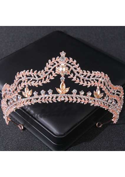 Gül Altın Gül Altın Rengi Kristal Tiaras ve Taçlar Taklidi Balo Prenses Diadem Düğün Gelin Saç Aksesuarları Takı Taç Tiara (Yurt Dışından)