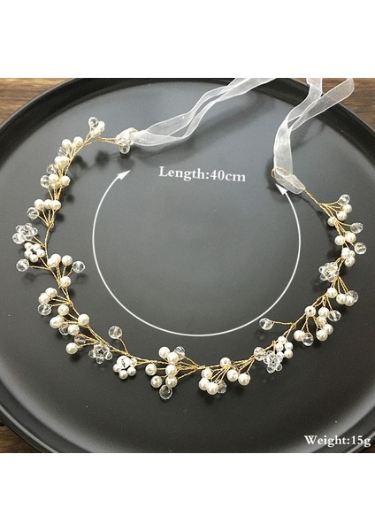GKY1824 Gelin Düğün Saç Aksesuarları Kristal Inci Bantlar Saç Vine Saç Süsler Gelin Nedime Headdress Hairband Takı (Yurt Dışından)