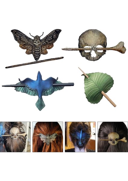 1 Adet Skul2 Cadılar Bayramı Retro Cadı Saç Tokası Ejderha Ölüm Kafa Kafatası Güve Saç Sopa Celtics Gotik Firkete Pagan Saç Takı Hediye (Yurt Dışından) fiyatları