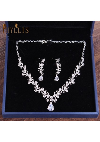 2 Adet Takı Seti A111 Düğün Tiaras ve Taçlar Gelin Şapkalar Küpe Kolye Takı Seti Gelin Başlığı Taklidi Kafa Bandı Kraliçe Diadem (Yurt Dışından)