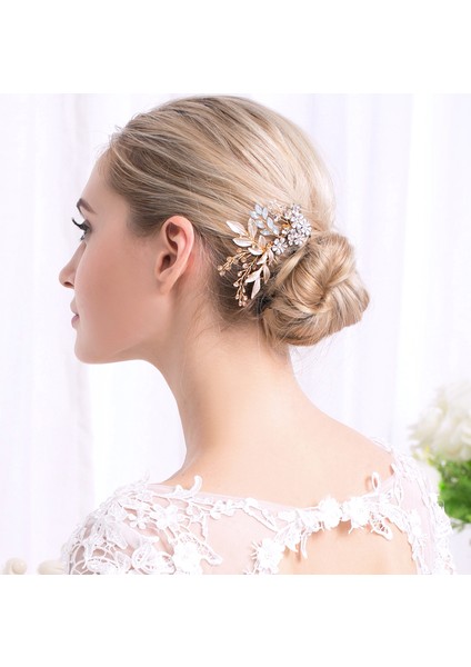 Altın HSJ3794G Efily Gelin Düğün Saç Aksesuarları Kristal Çiçek Saç Combs Klipler Kadınlar Için Gelin Başlığı Nedime Parti Takı Hediye (Yurt Dışından) fırsatları