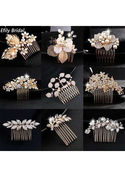 Altın HSJ3794G Efily Gelin Düğün Saç Aksesuarları Kristal Çiçek Saç Combs Klipler Kadınlar Için Gelin Başlığı Nedime Parti Takı Hediye (Yurt Dışından) indirimleri