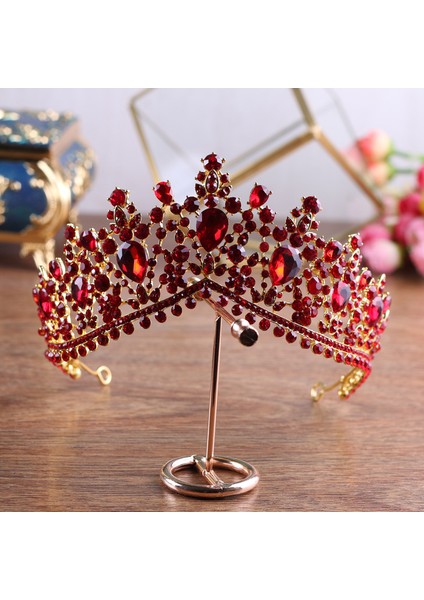 H001 Gümüş Kırmızı Kmvexo Avrupa Yeşil Kristal Tiaras Vintage Siyah Rhinestone Pageant Taç Barok Gelin Düğün Saç Takı Aksesuarları Hediye (Yurt Dışından) fırsatları