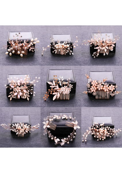 Gül Altın Gül Altın Renk Kristal Inci Çiçek Saç Tarak Firkete Kafa Bandı Kadınlar Için Gelin Düğün Gelin Saç Aksesuarları Takı Tarak (Yurt Dışından) fiyatları