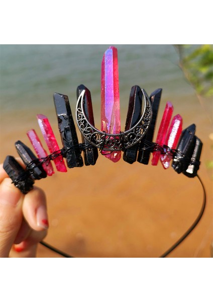 BF043 Renkli Kristal Yuvarlak Tiaras Düğün Taç Gelin Headdress Rhinestone Diadem Kafa Saç Aksesuarları Moda Lüks Takı (Yurt Dışından)