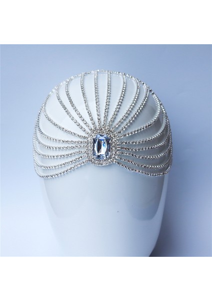 7 Gümüş 2022 Içi Boş Yapay Elmas Örgü Tiara Gelin Düğün Kafa Zinciri Takı Bayanlar Lüks Kristal Kafa Bandı Şapka Şapka Saç Aksesuarları (Yurt Dışından)