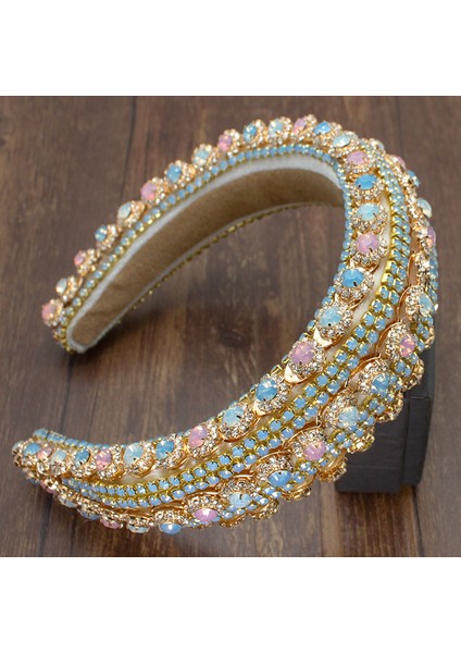 Beyaz Yeni Kişilik Avrupa Saray Tarzı Lüks Pırıltılı Rhinestones Kafa Bandı Barok Kristal Kalın Sünger Saç Bnad Kadın Partisi (Yurt Dışından) fiyatları