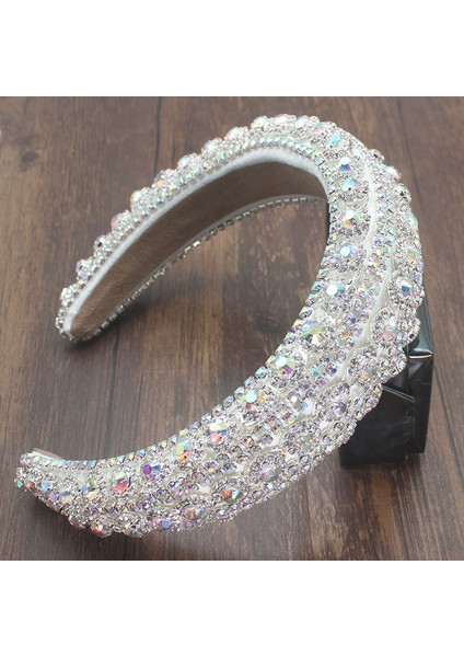Beyaz Yeni Kişilik Avrupa Saray Tarzı Lüks Pırıltılı Rhinestones Kafa Bandı Barok Kristal Kalın Sünger Saç Bnad Kadın Partisi (Yurt Dışından) indirimleri