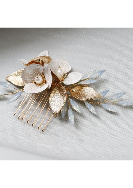 C Opal Inci Başlıklar Çiçek Yaprak Saç Taraklar Nedime Gelinler Için Iğneler Tokalar Headdress Düğün Aksesuarları Gelin Takı (Yurt Dışından) fırsatları