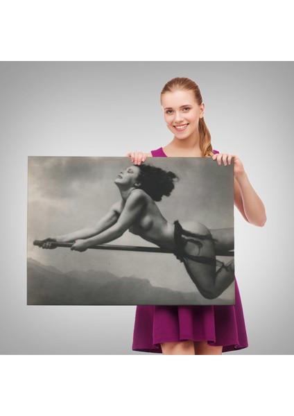 Süpürgeye Binen Çıplak Cadı Tablo, Cadılar Bayramı Gotik Tablo, William MORTENSEN-5395 fırsatları