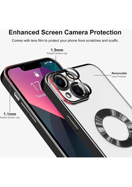 Apple iPhone 15 Orta Logo Gösteren Arkası Şeffaf Kenarları Renkli Titanium Telefon Kılıfı modelleri