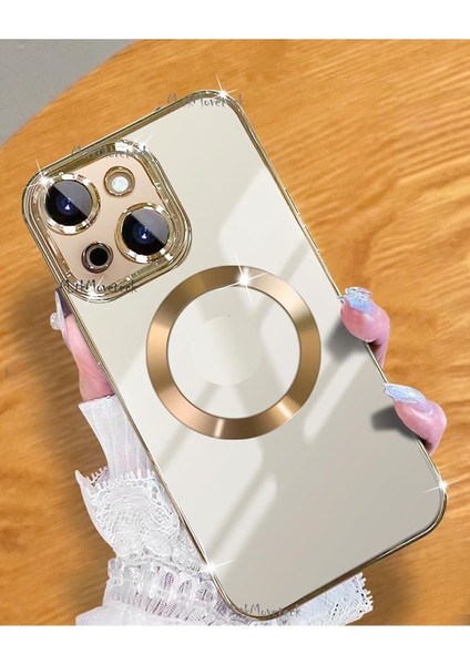 Apple iPhone 15 Orta Logo Gösteren Arkası Şeffaf Kenarları Renkli Titanium Telefon Kılıfı