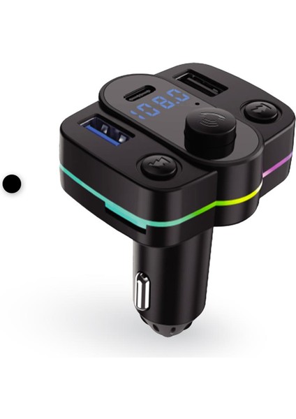 Aft-11 Rgb Type-C Fm Transmitter Müzik Oynatıcı Kablosuz Bağlantı+Araç Şarjı