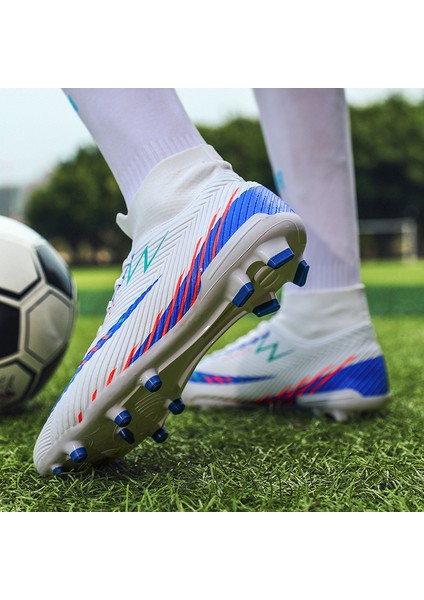 Erkek Yüksek Bilekli Futbol Ayakkabı - Beyaz (Yurt Dışından)
