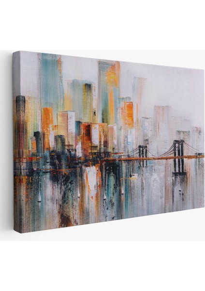 Brooklyn Köprüsü New York Yağlıboya Görünüm Dekoratif TABLO-3744