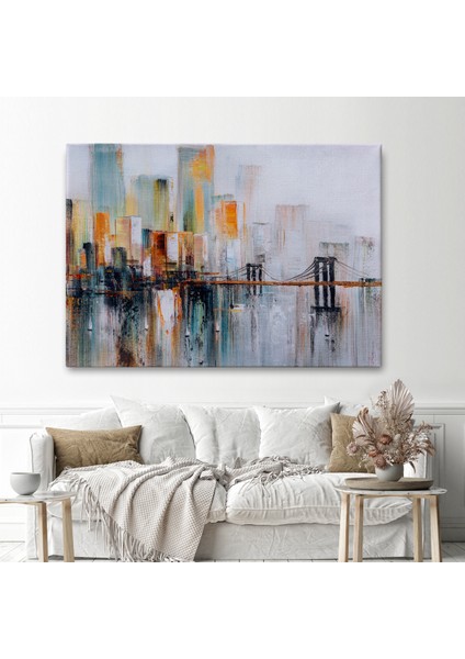 Brooklyn Köprüsü New York Yağlıboya Görünüm Dekoratif TABLO-3744 fiyatları
