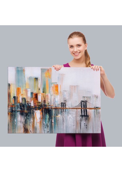 Brooklyn Köprüsü New York Yağlıboya Görünüm Dekoratif TABLO-3744 fırsatları
