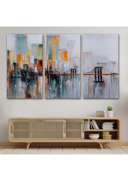 Brooklyn Köprüsü New York Yağlıboya Görünüm Dekoratif TABLO-3744 modelleri