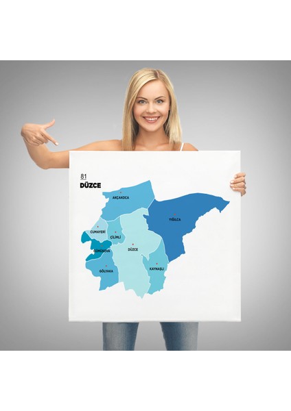 Düzce Ili ve Ilçeler Haritası Dekoratif Kanvas Tablo 1326 modelleri