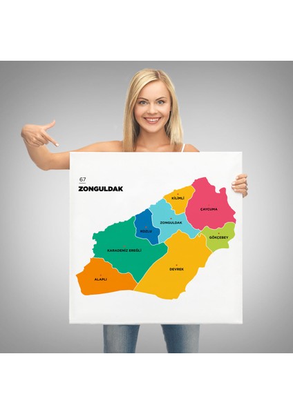 Zonguldak Ili ve Ilçeler Haritası Dekoratif Kanvas Tablo 1487 modelleri