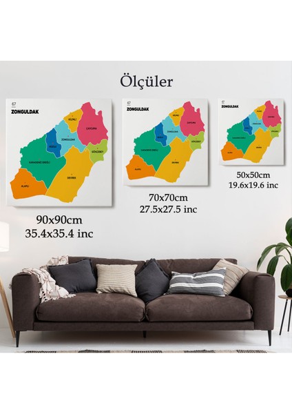Zonguldak Ili ve Ilçeler Haritası Dekoratif Kanvas Tablo 1487 indirimleri